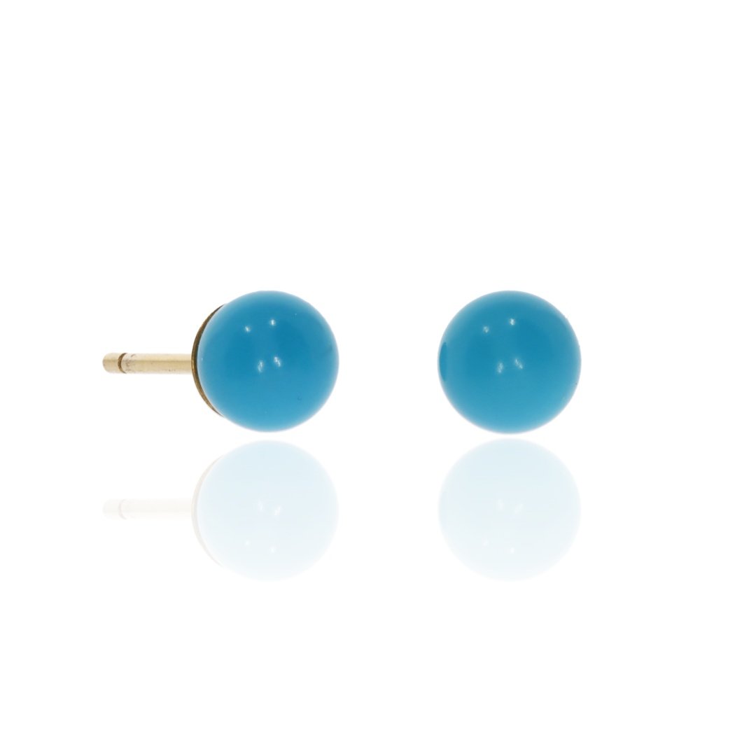 Turquoise and Gold earstuds By Heidi Kjeldsen Front