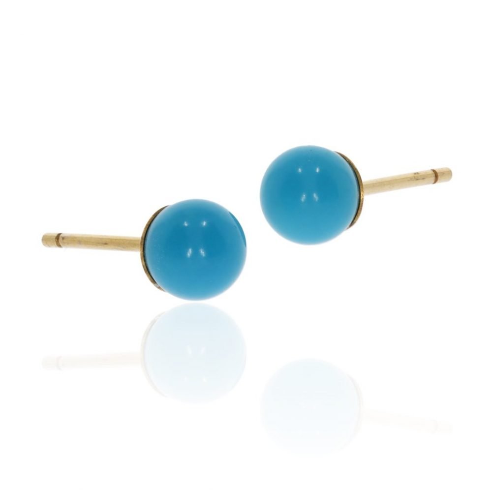 Turquoise and Gold earstuds By Heidi Kjeldsen Side