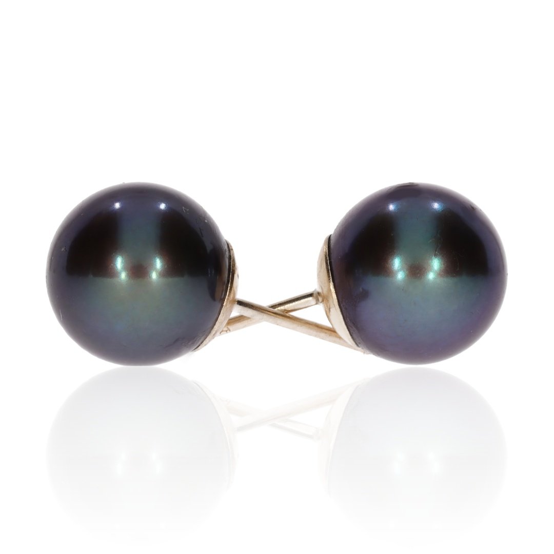 Black Cultured Pearl Earrings By Heidi Kjeldsen Jewellery ER1743 Side