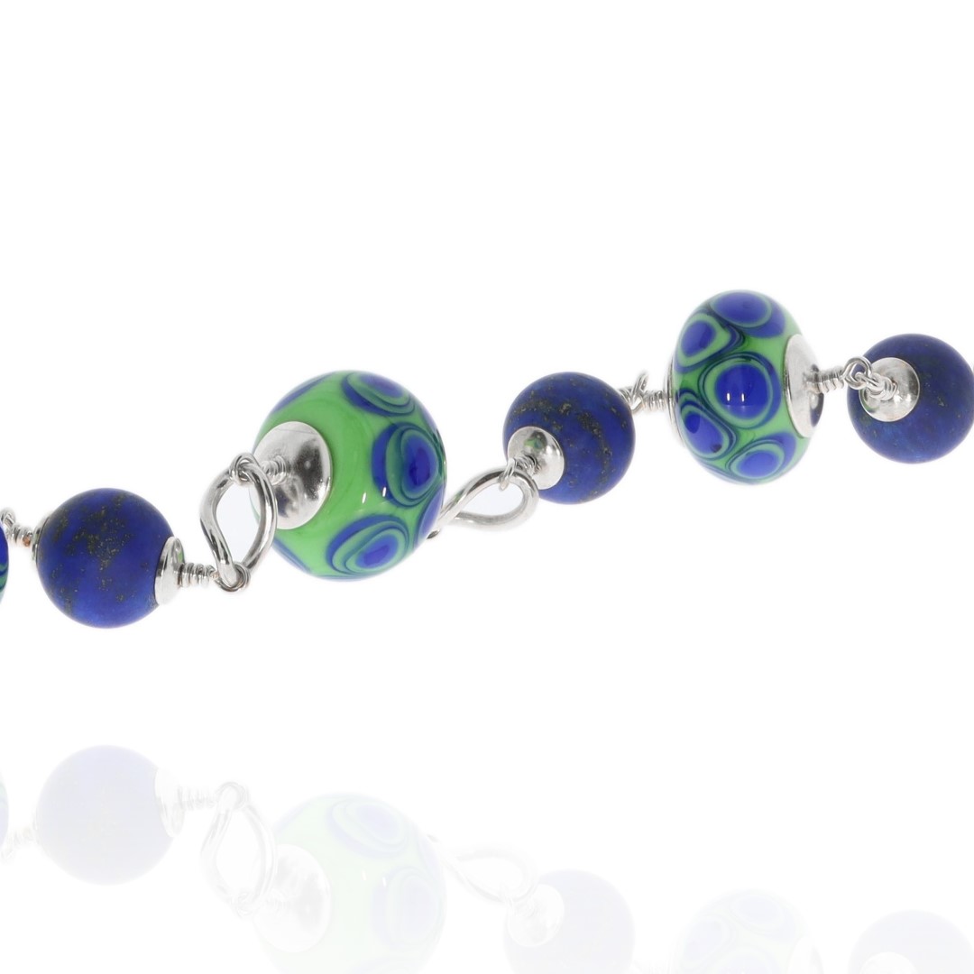 Blue and green Murano Glass Bracelet by Heidi Kjeldsen Jewellers BL1349 Close up