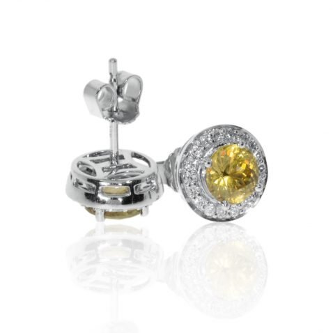 Stunning Burmese Sphene and Diamond Cluster Earrings by Heidi Kjeldsen Jewellery ER2378 Side