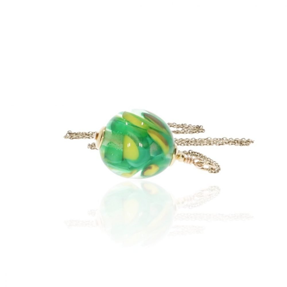 Green Yellow Murano Glass Pendant by Heidi Kjeldsen Jewellery P1366 Flat