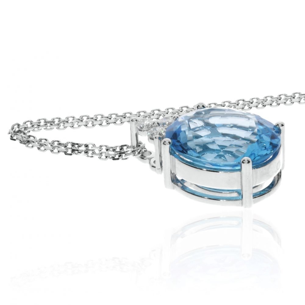 Stunning Swiss Blue Topaz and Diamond oval pendant by Heidi Kjeldsen Jewellery P1382 side