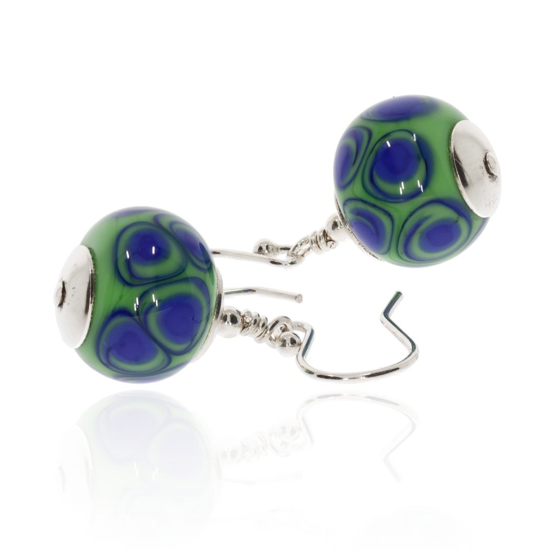 Vibrant Blue/Green Glass Drop Earrings