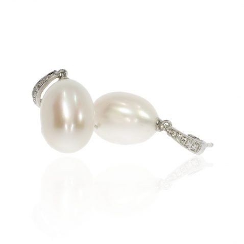 Gorgeous Drop Pearl and Diamond Earrings by Heidi Kjeldsen Jewellery ER2460 Side