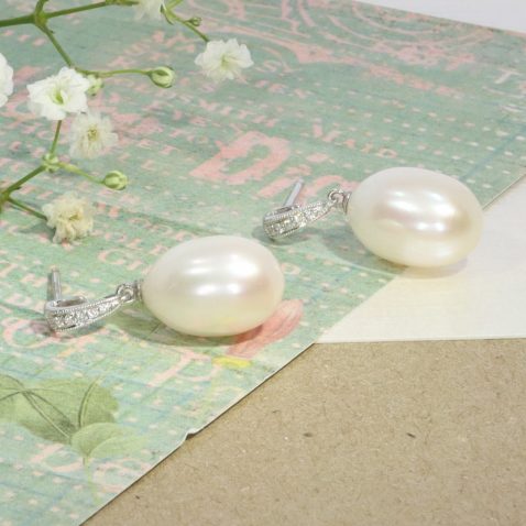 Gorgeous Drop Pearl and Diamond Earrings by Heidi Kjeldsen Jewellery ER2460 Still