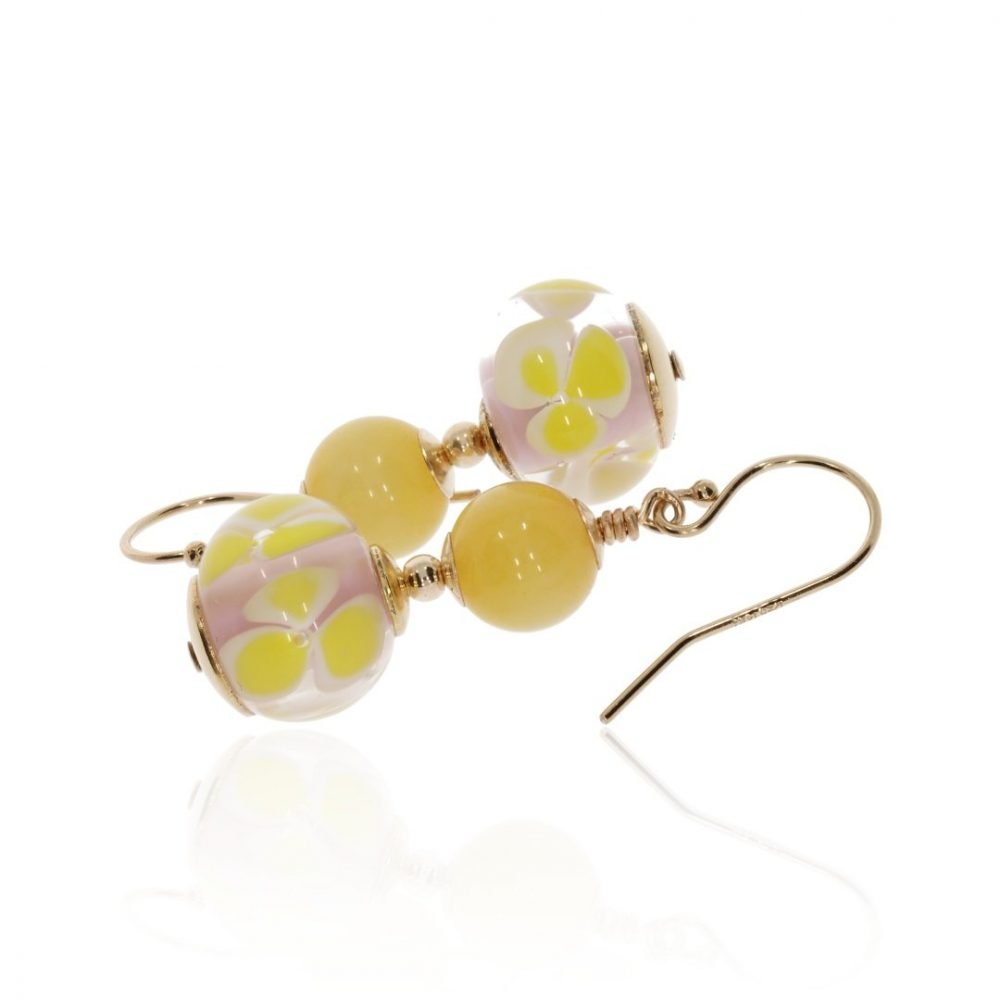 Yellow Agate and Murano Glass Earrings By Heidi Kjeldsen Jewellery ER2496 Side
