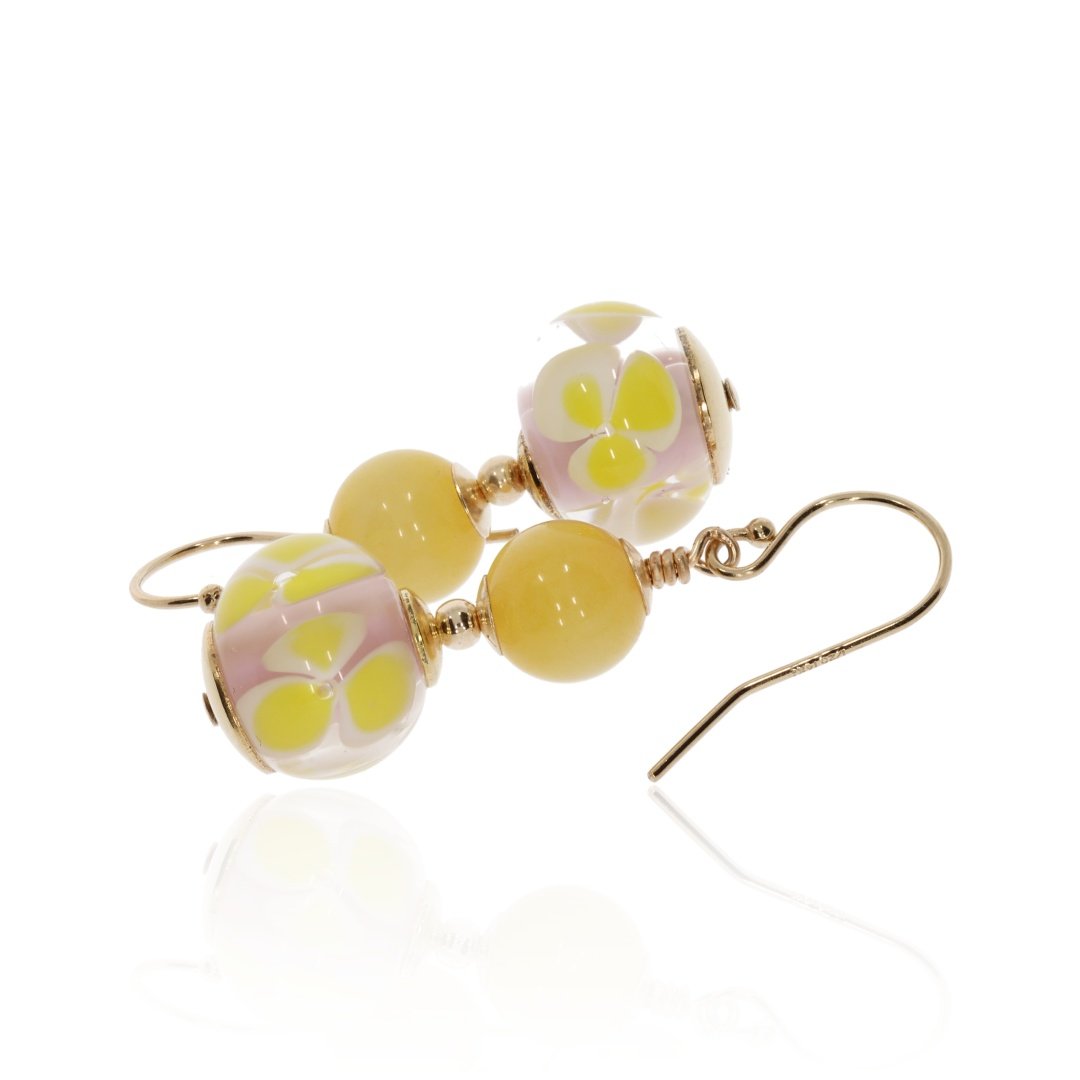 Yellow Agate and Murano Glass Earrings By Heidi Kjeldsen Jewellery ER2496 Side