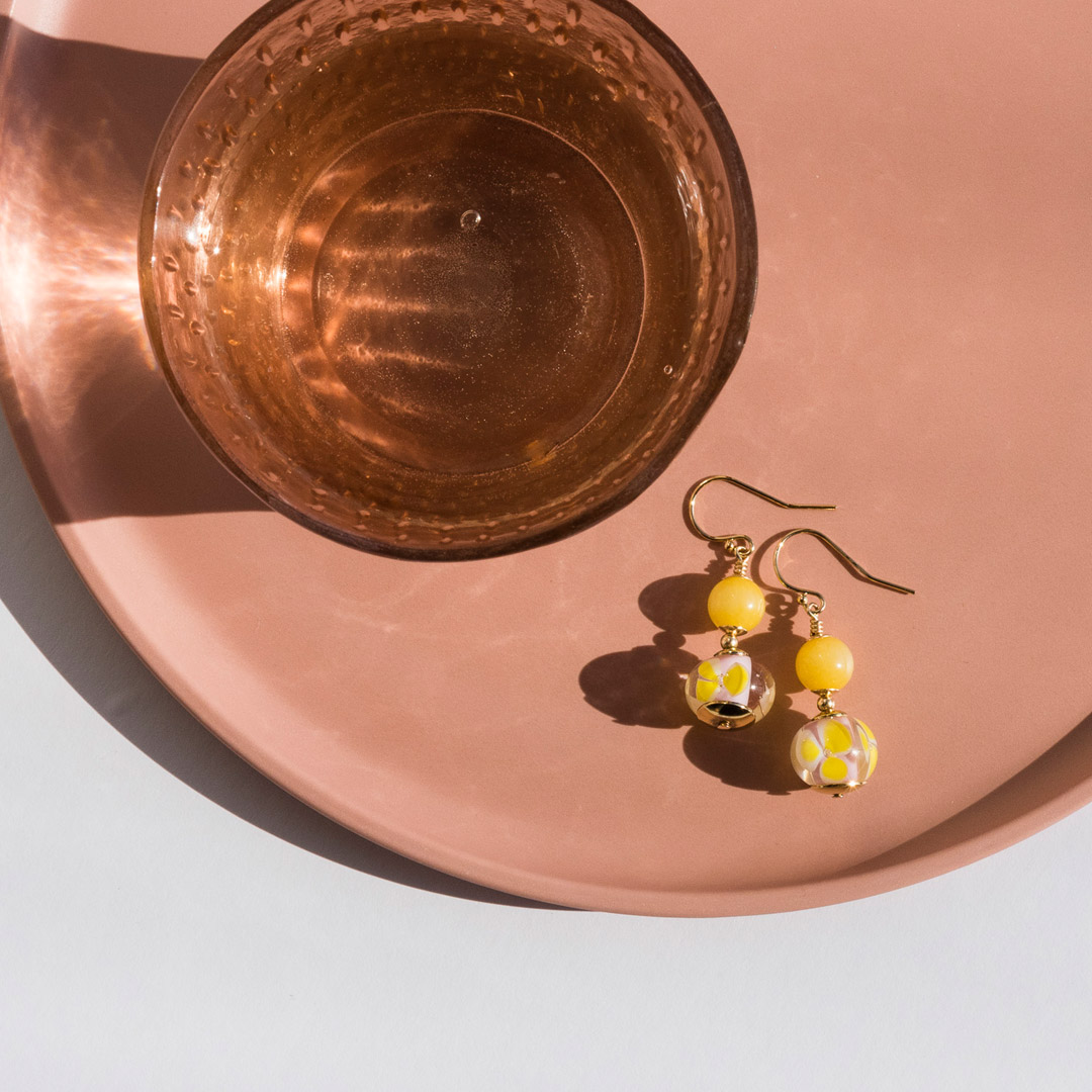 Yellow Agate and Murano Glass Earrings By Heidi Kjeldsen Jewellery ER2496 Still