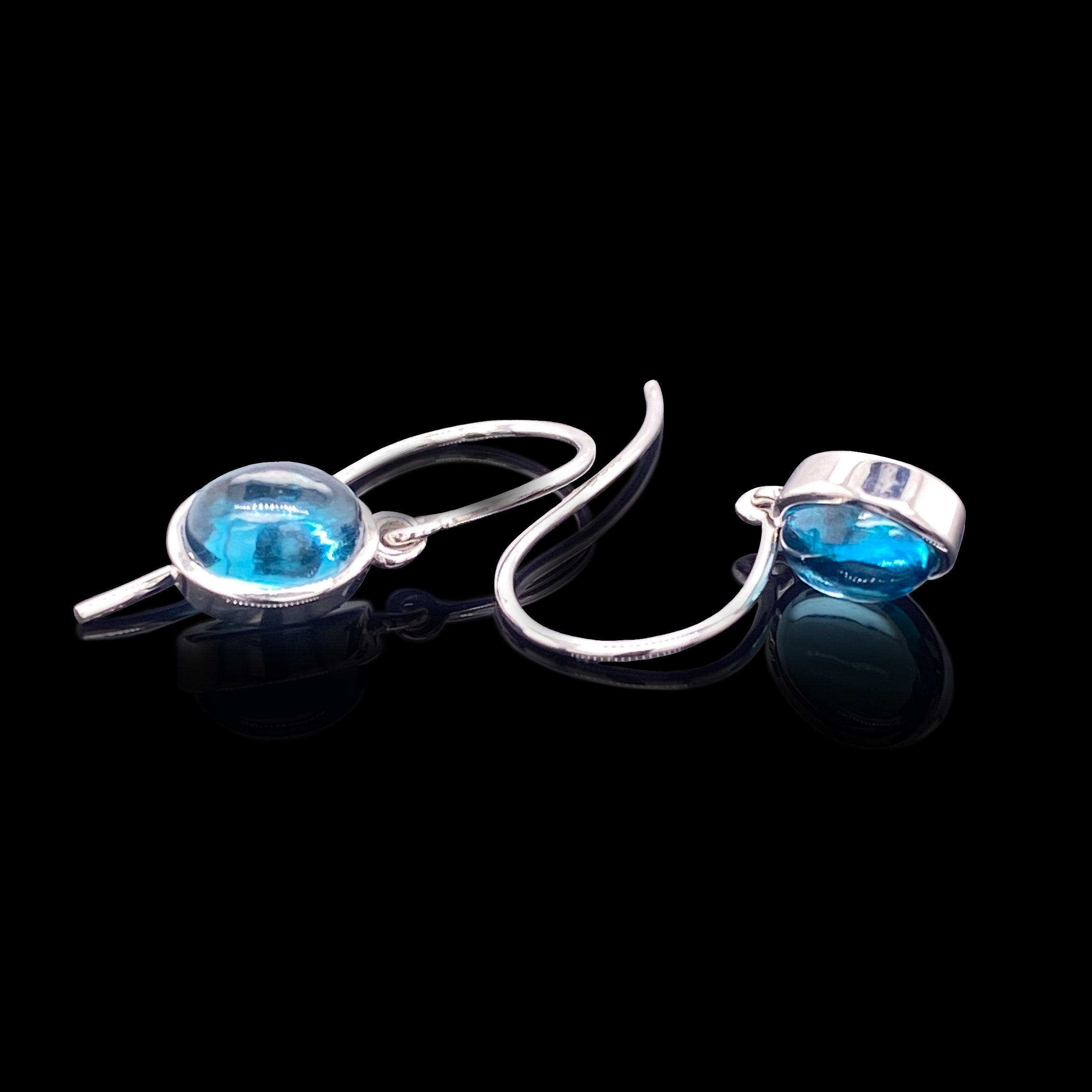 Elegant Blue Topaz Drop Earrings by Heidi Kjeldsen Jewellers ER2509 on black