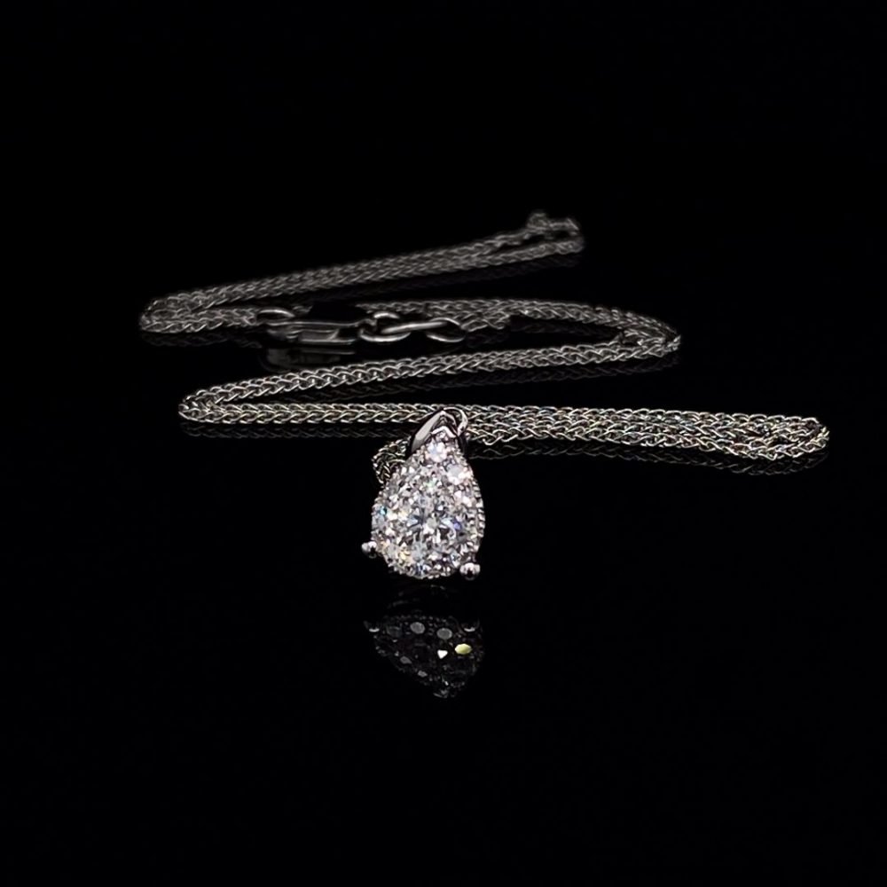 Gorgeous Diamond Pear Shaped Pendant By Heidi Kjeldsen Jewellery P1402 on black