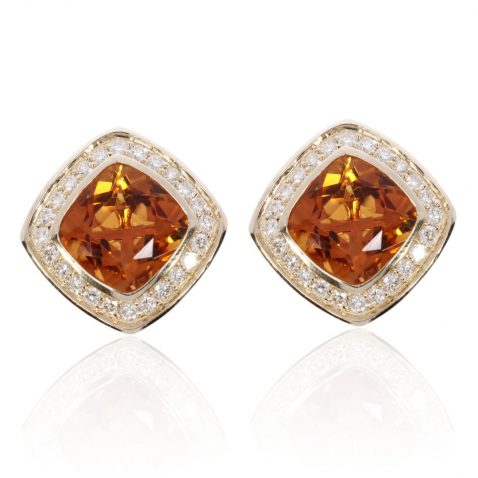 Stunning Madeira Citrine and Diamond Earrings by Heidi Kjeldsen Jewellery ER2451 front view