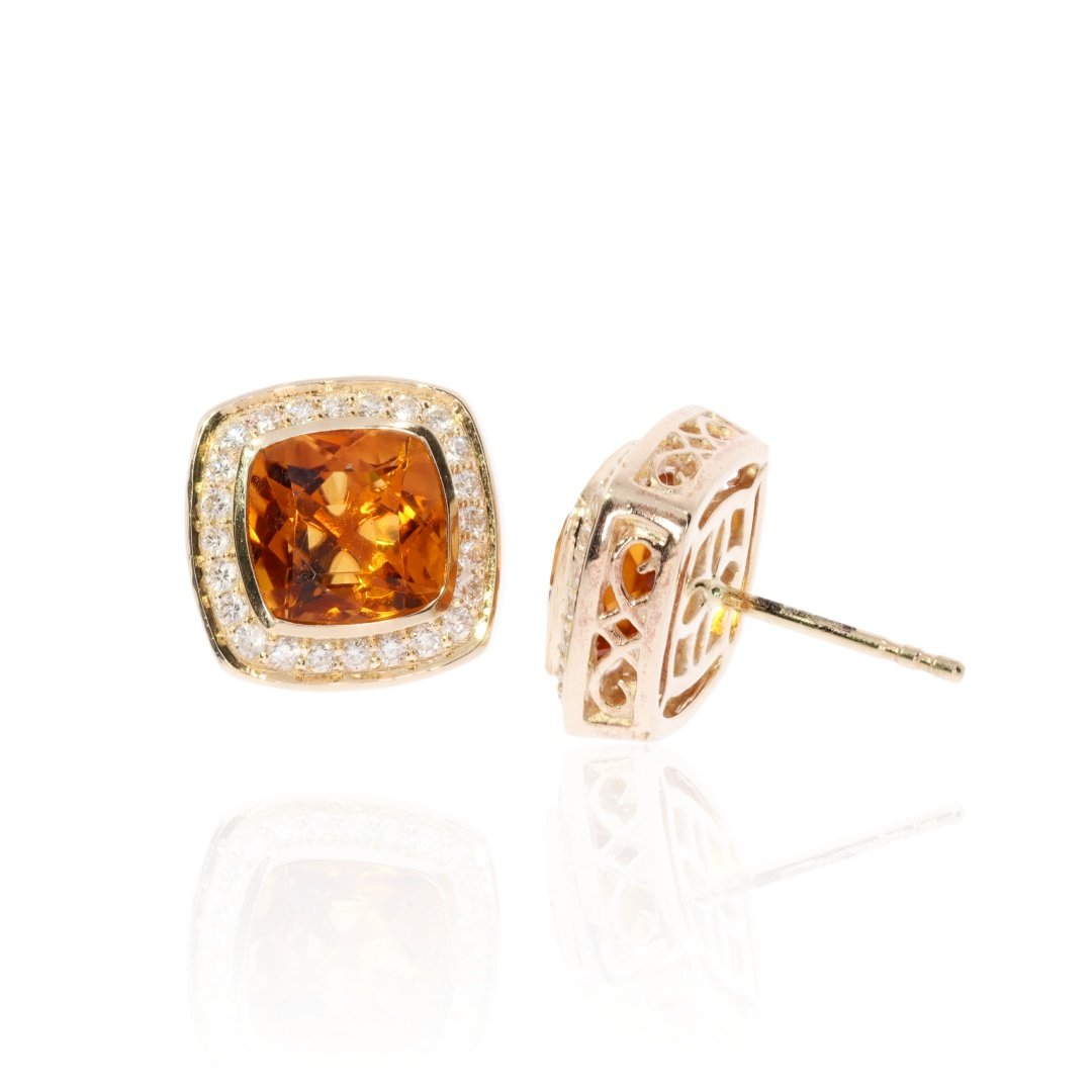 Stunning Madeira Citrine and Diamond Earrings by Heidi Kjeldsen Jewellery ER2451 side view