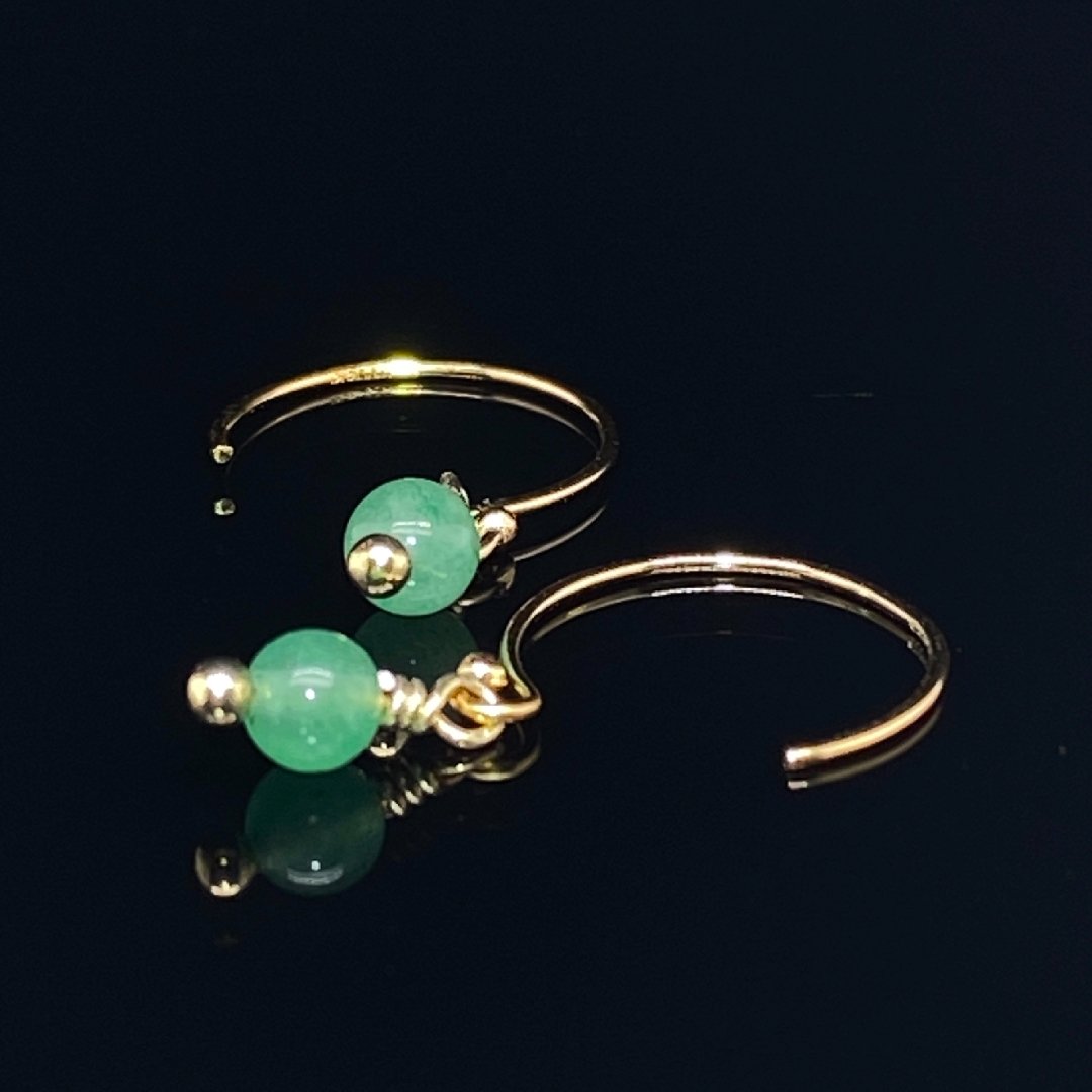 Aventurine and Gold Filled Small Hooped Earrings By Heidi Kjeldsen Jewellery ER2513