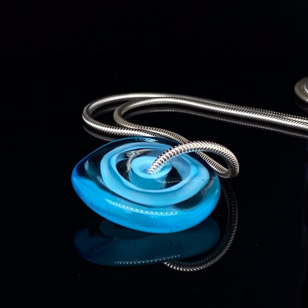 Stylish Blue Murano Glass Disc Pendant By Heidi Kjeldsen Jewellers P1410