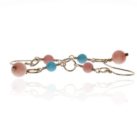 Delightful Pink and Turquoise Drop Earrings Side View by Heidi Kjeldsen Jewellers ER2514 Side