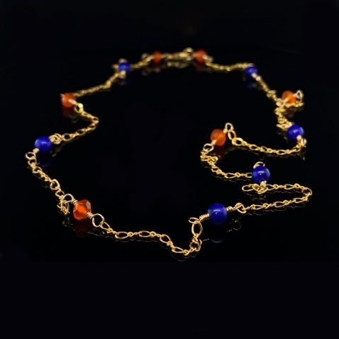 Colourful Lapis Lazuli and Cornelian Necklace By Heidi Kjeldsen Jewellery NL1267