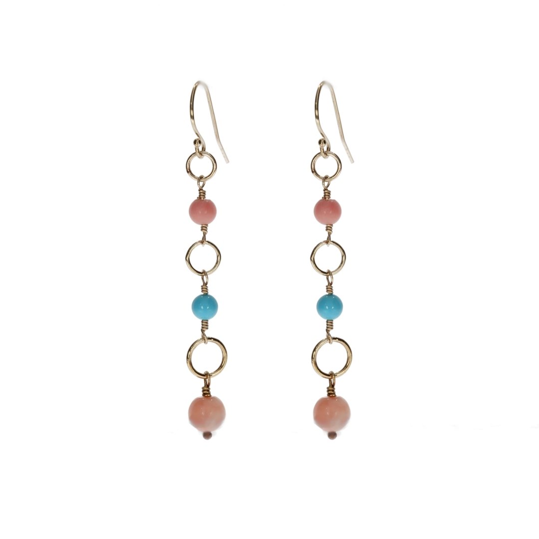Delightful Turquoise and Pink Drop Earrings by Heidi Kjeldsen Jewellers ER2514 front