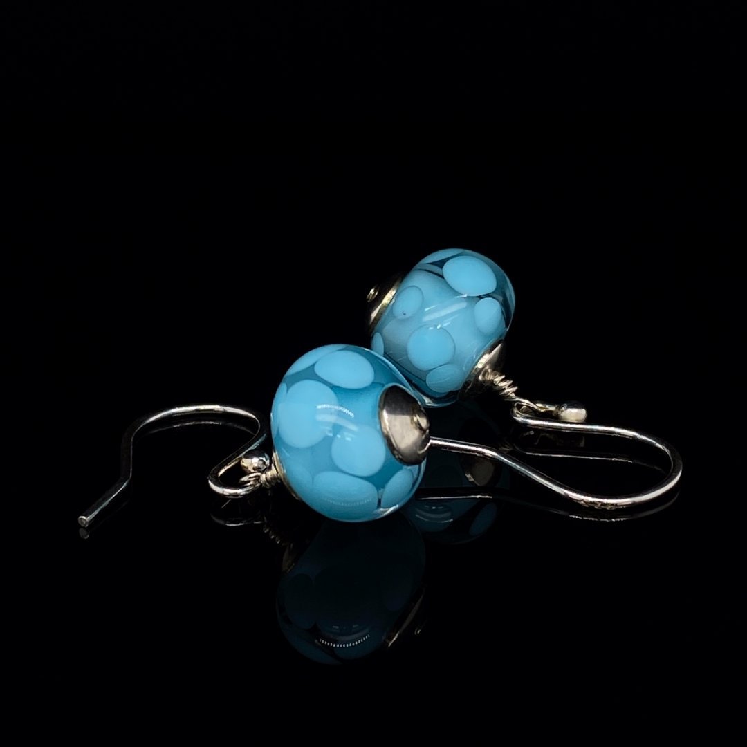 Pale Blue Murano Glass Earrings By Heidi Kjeldsen Jewellery ER2497 on black