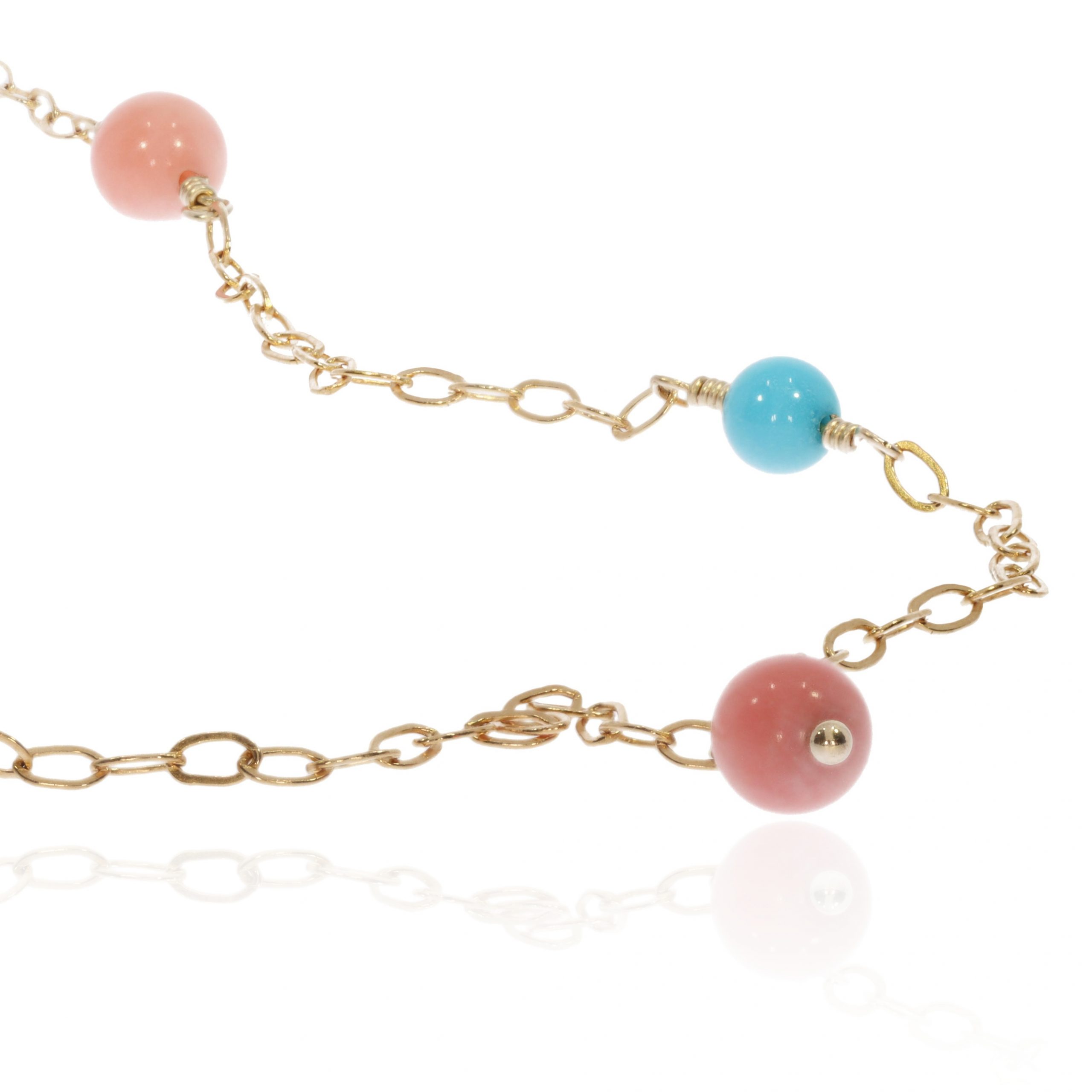 Pretty Pink and Turquoise Necklace By Heidi Kjeldsen Jewellery NL1269 close