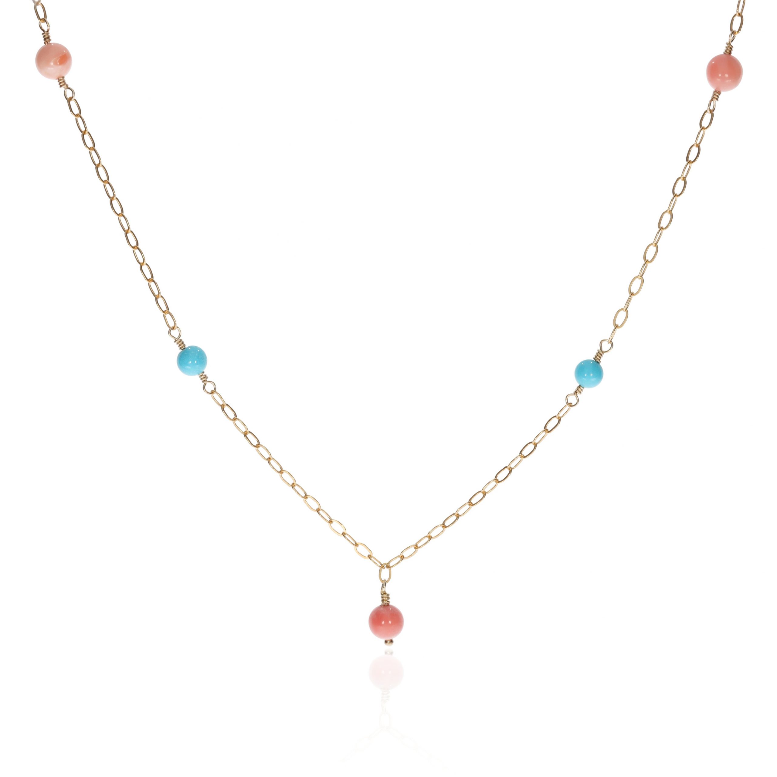 Pretty Pink and Turquoise Necklace By Heidi Kjeldsen Jewellery NL1269 front