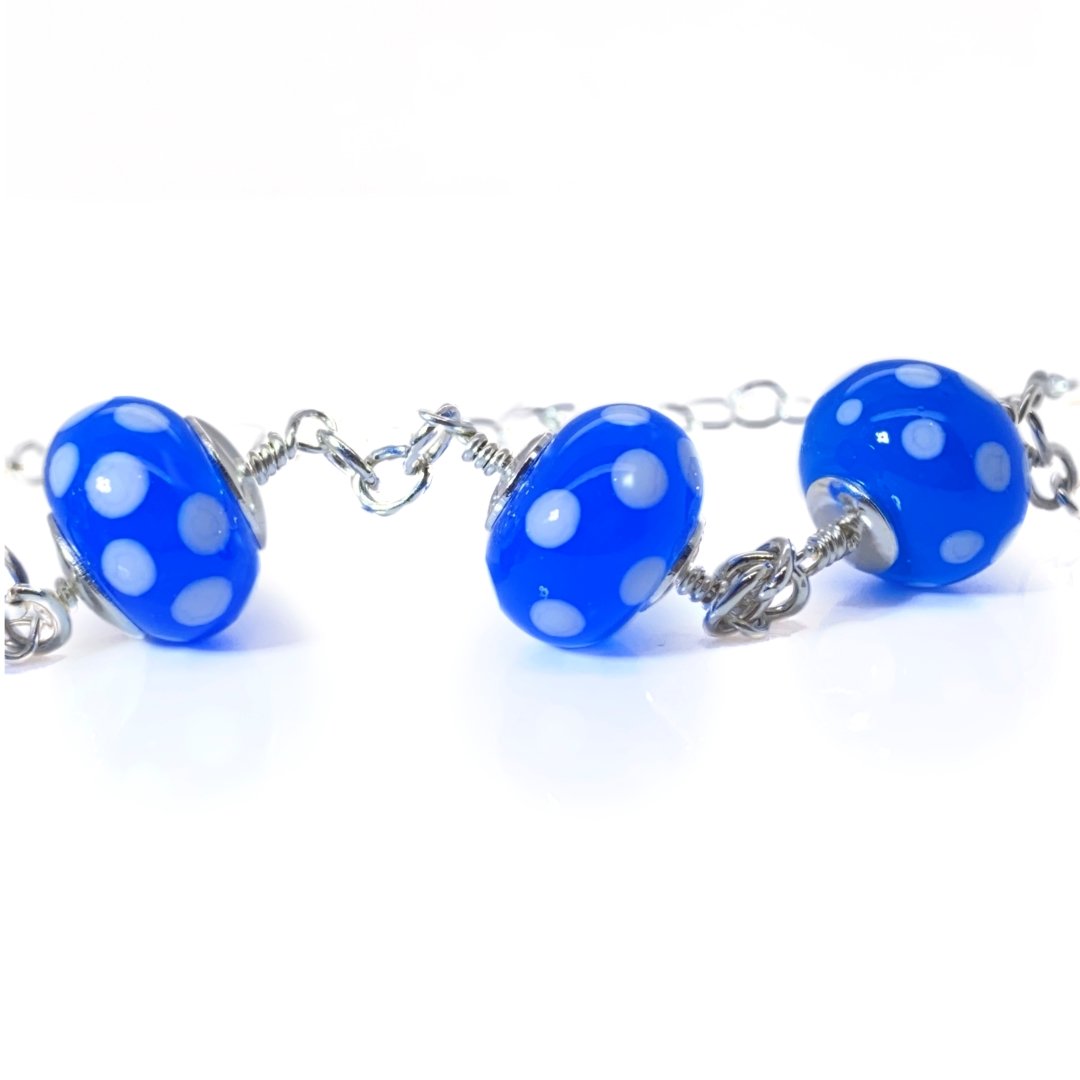 Blue and white Dotted Murano Glass Necklace NL1270 C