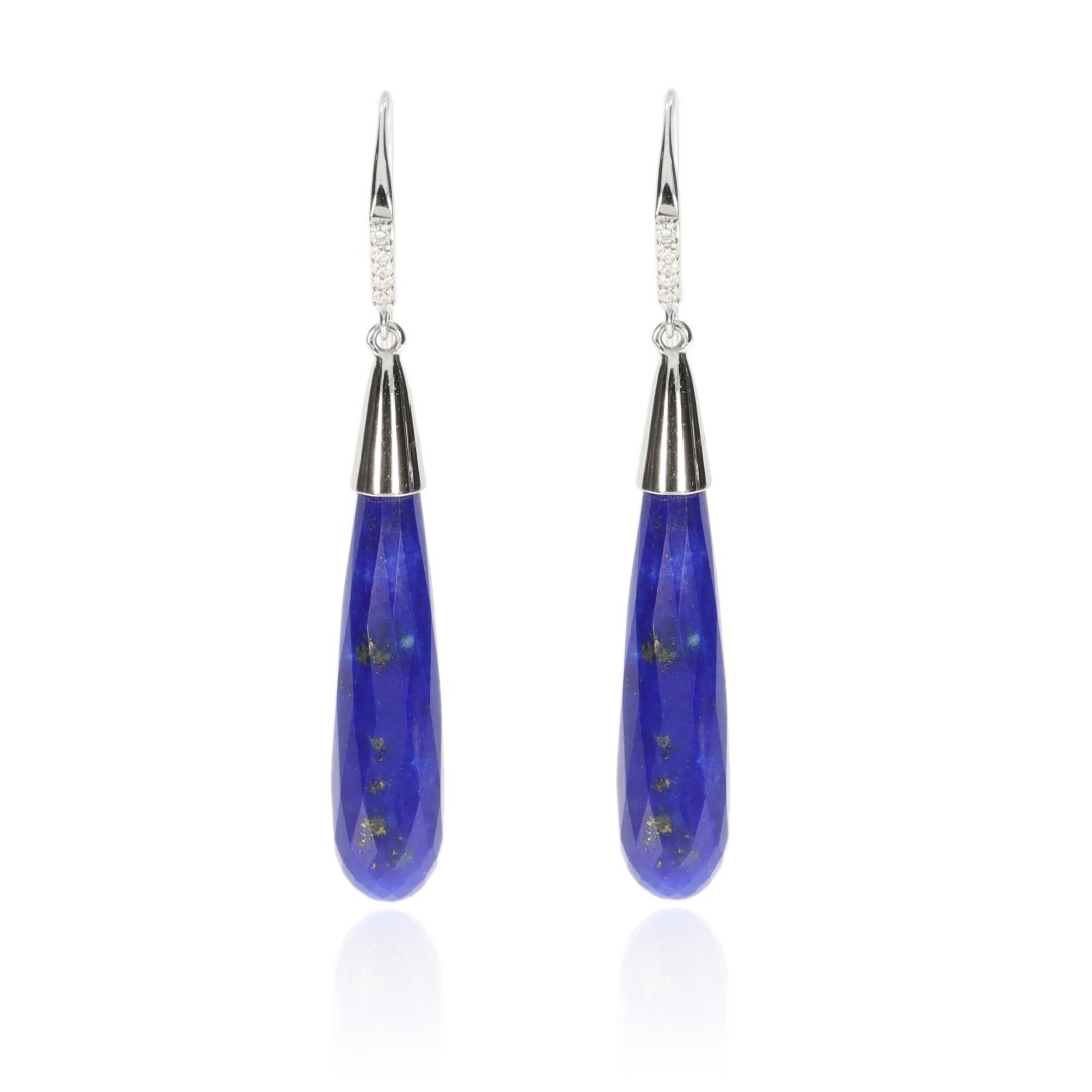Diamond and Lapis Lazuli Drop Earrings By Heidi Kjeldsen Jewellery ER2512 Vertical