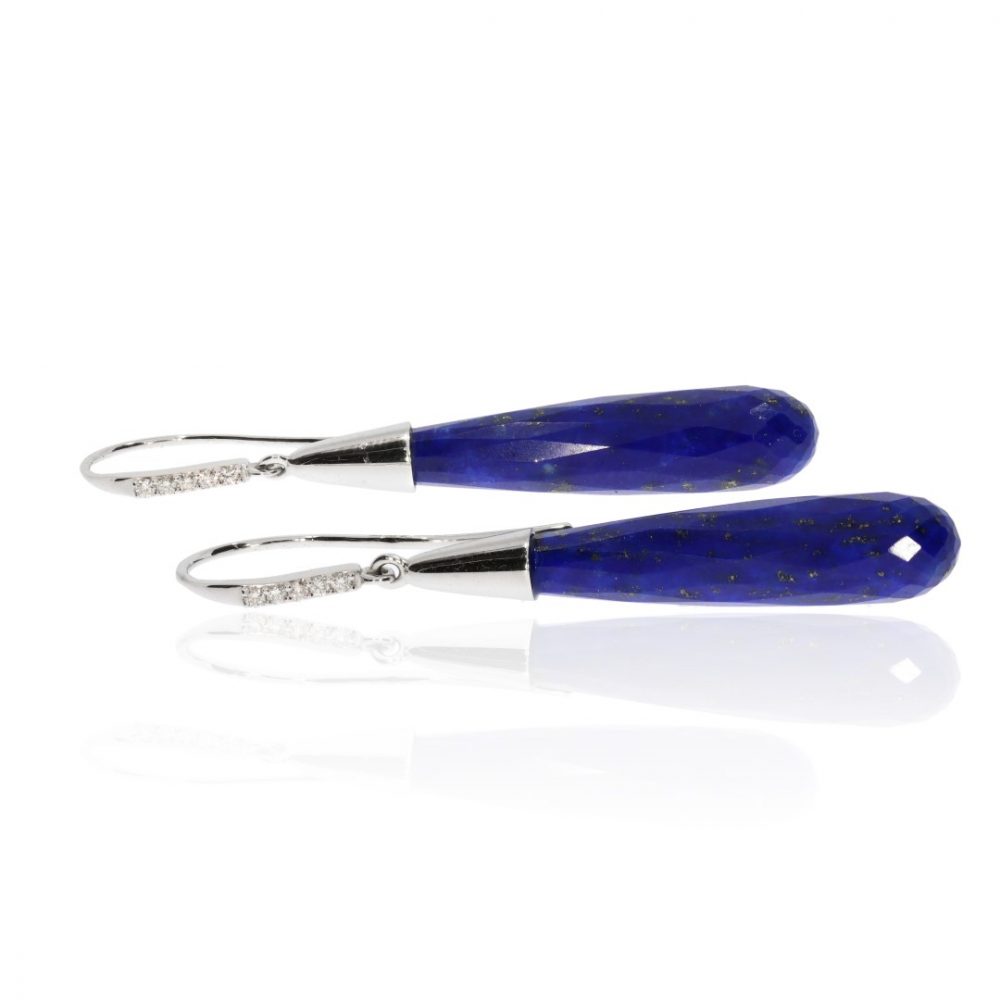 Diamond and Lapis Lazuli Drop Earrings By Heidi Kjeldsen Jewellery ER2512 Side