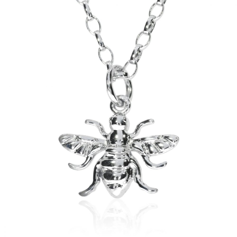 Small Sterling Silver Bee Pendant P1396 Front
