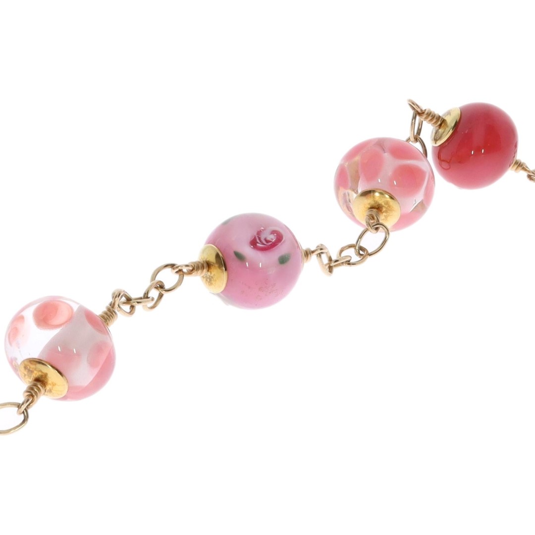 adorable pink floral murano glass bracelet by Heidi Kjeldsen Jewellery BL1369 close