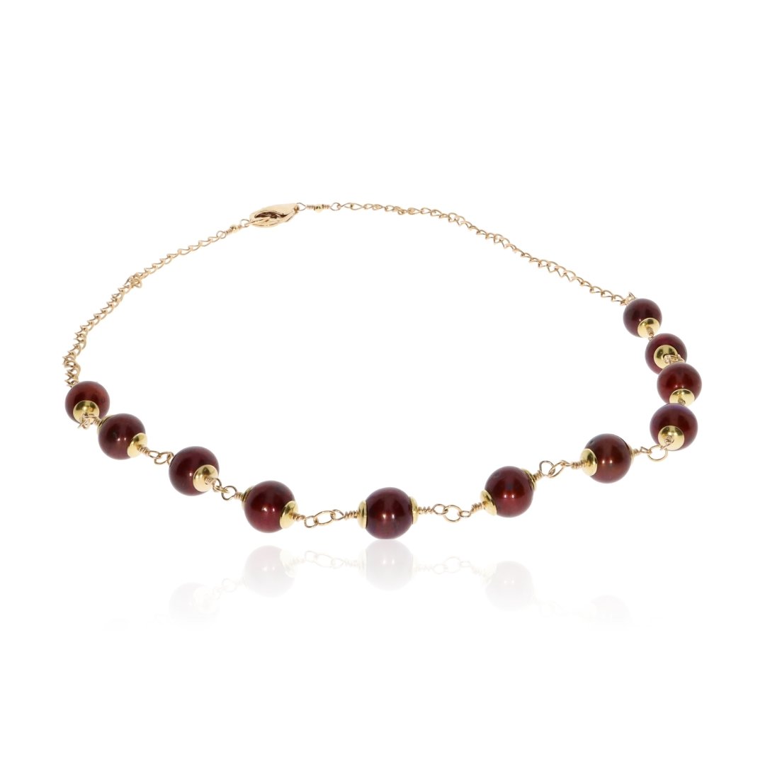 “Cranberry” Coloured  (enhanced) Cultured Pearl Necklace