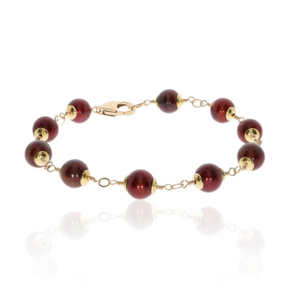 Cranberry Cultured Pearl Bracelet By Heidi Kjeldsen Jewellery BL1375 Round View