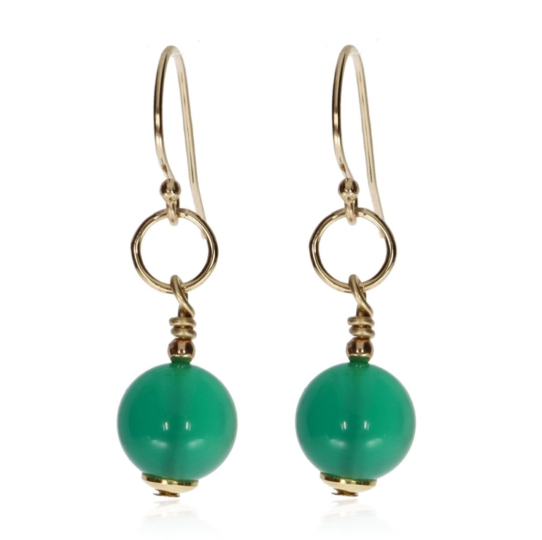 Green Agate Drop Earrings By Heidi Kjeldsen Jewellery ER4753 Hanging View