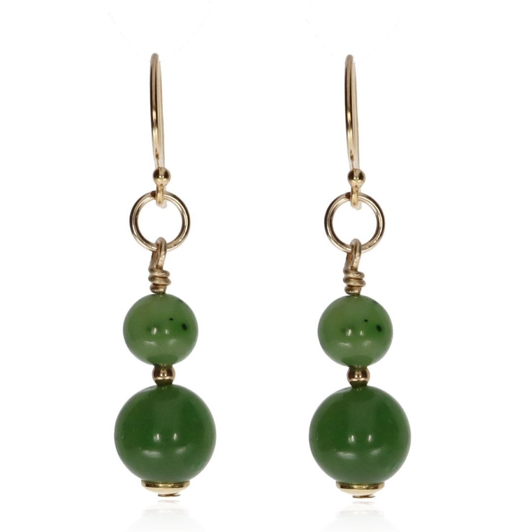 Nephrite Jade Drop Earrings By Heidi Kjeldsen Jewellery ER4751 Hanging View