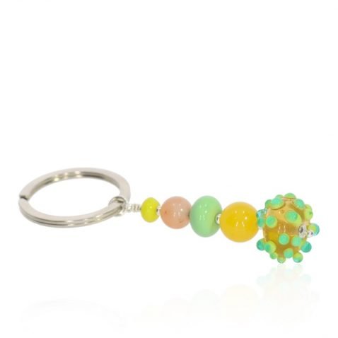 Yellow and Green Murano Glass Keyring By Heidi Kjeldsen Jewellery KR0016