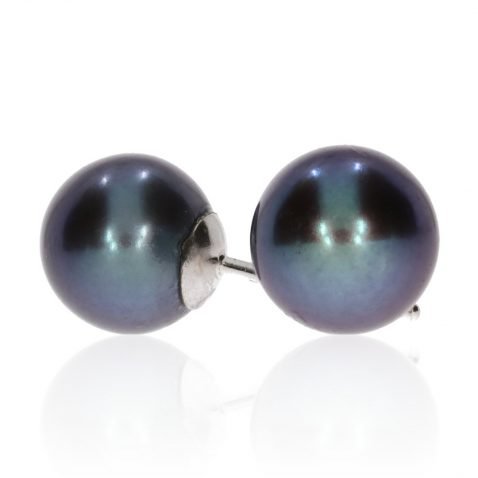 Beautiful Blue Black Akoya Pearl Earrings ER1886 Side