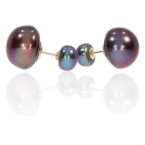 Black Pearl Bouton Shaped Reversible Earrings by Heidi Kjeldsen Jewellers ER4687 Side