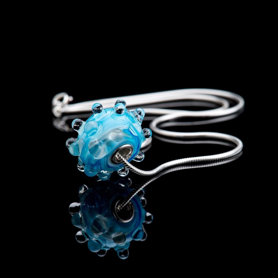 Blue Dot Murano Glass Pendant By Heidi Kjeldsen Jewellery P11067 Black View