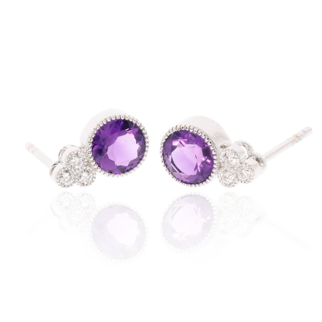 Amethyst and Diamond Earrings by Heidi Kjeldsen Jewellery ER4745 Side