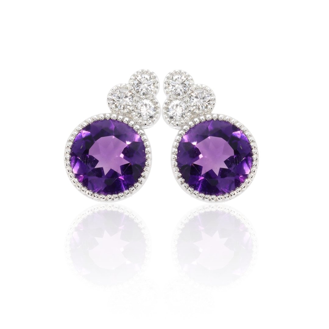 Amethyst and Diamond Earrings by Heidi Kjeldsen Jewellery ER4745 Tilt