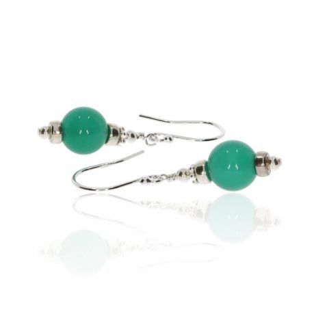 Delightful Green Agate and Sterling Silver Drop Earrings By heidi Kjeldsen Jewellery ER2534 Flat View