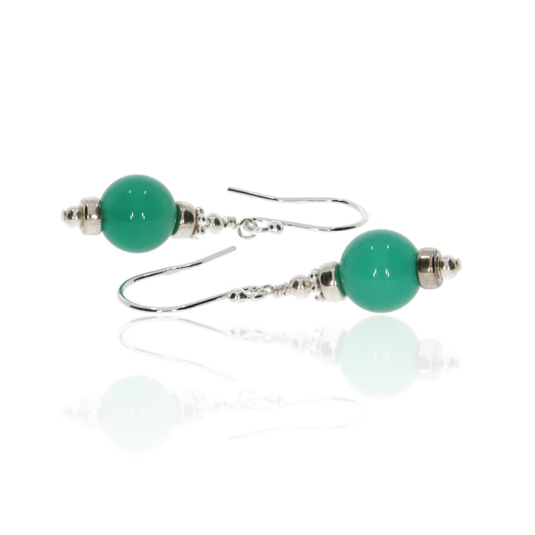 Delightful Green Agate and Sterling Silver Drop Earrings