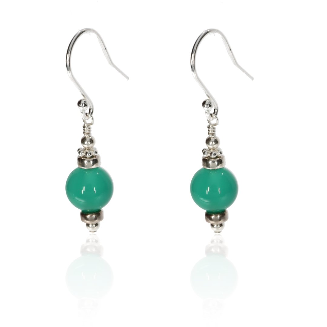 Delightful Green Agate and Sterling Silver Drop Earrings By heidi Kjeldsen Jewellery ER2534 front View