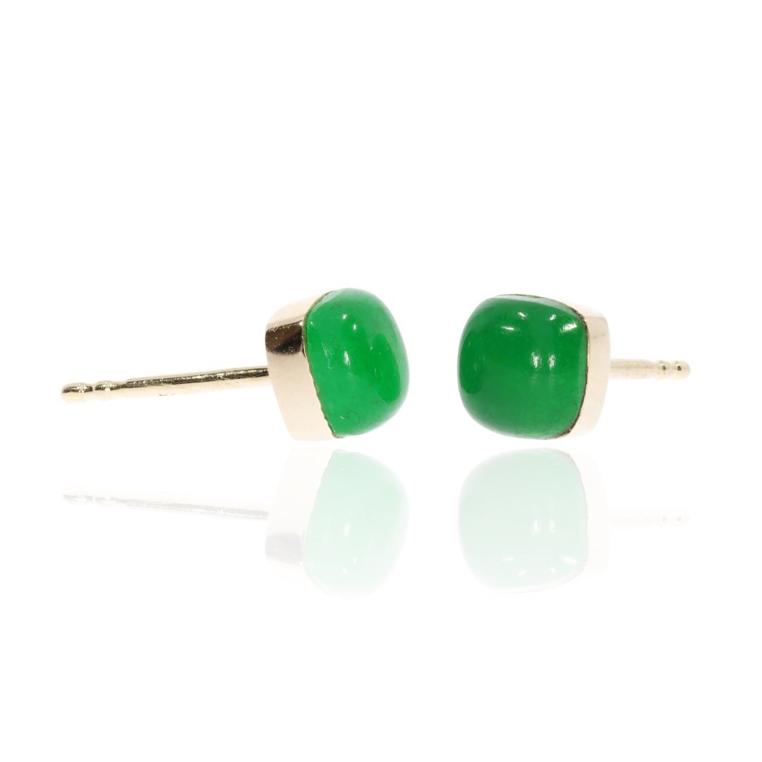 Elegant Green Agate Cushion Cut Earrings By Heidi Kjeldsen Jewellery ER2552 Front