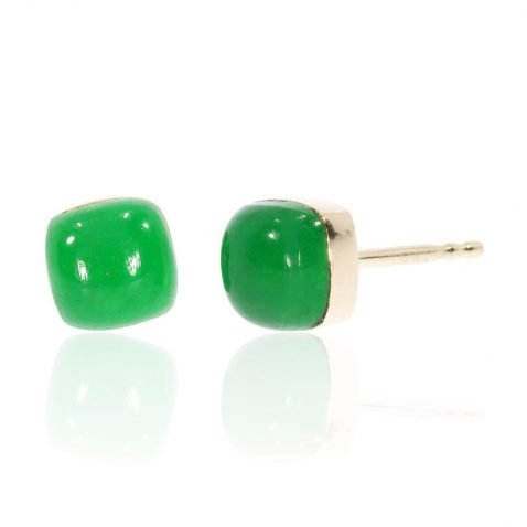 Elegant Green Agate Cushion Cut Earrings By Heidi Kjeldsen Jewellery ER2552 Side
