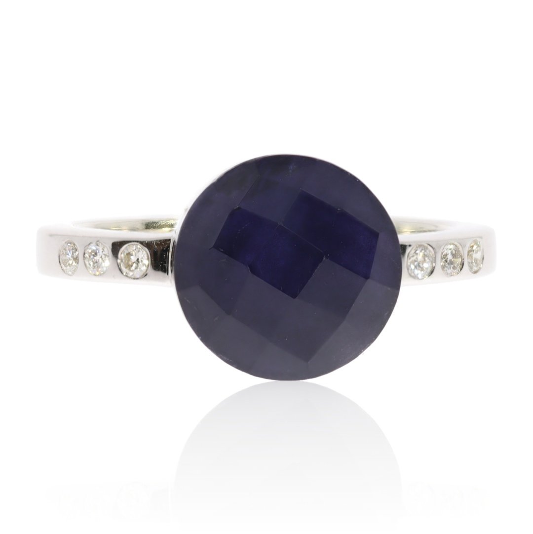 Shimmering Water Sapphire and Diamond Ring By Heidi Kjeldsen Jewellers R1665 Front