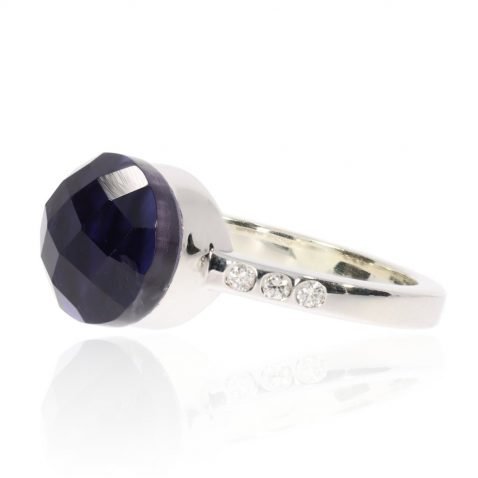 Shimmering Water Sapphire and Diamond Ring By Heidi Kjeldsen Jewellers R1665 Side