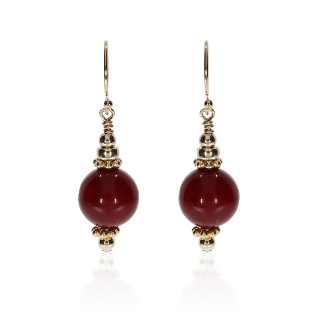 Striking Deep Red Drop Earrings By Heidi Kjeldsen Jewellers ER2524 Front View