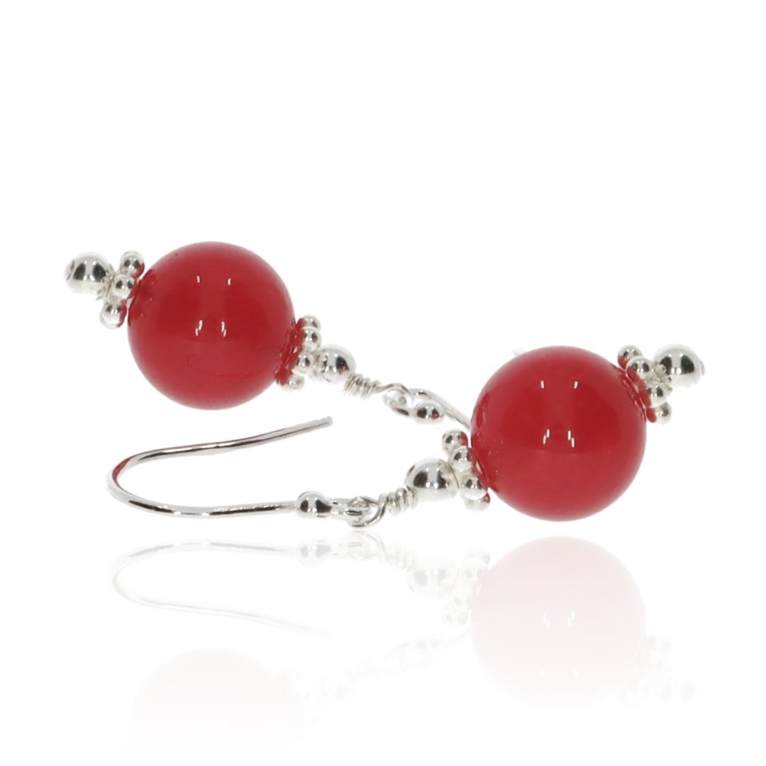 Striking Red Agate and Sterling Silver Drop Earrings