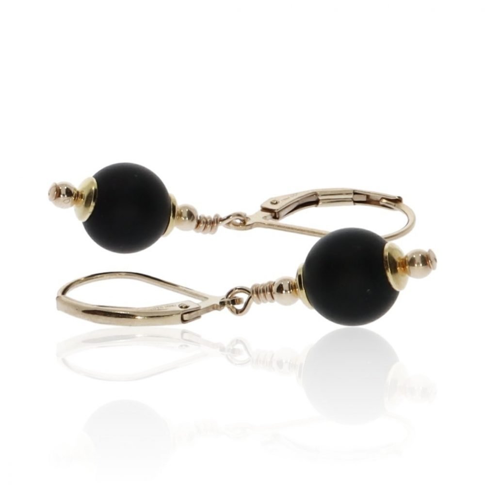 Stylish Matt Black Onyx Drop Earrings By Heidi Kjeldsen Jewellers ER2527 Flat View